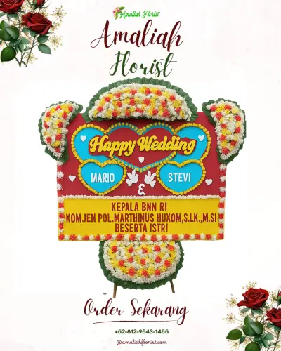 Karangan Papan Bunga Pernikahan di Datah